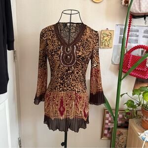 Cato Animal Print V Neck Blouse S